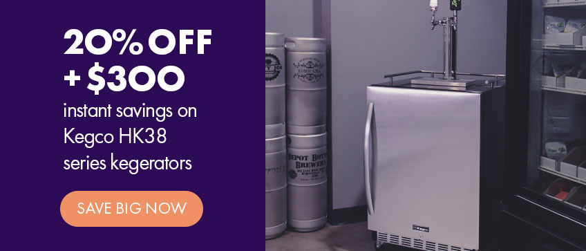 $300 Instant Savings on Kegco HK38 Series Kegerator
