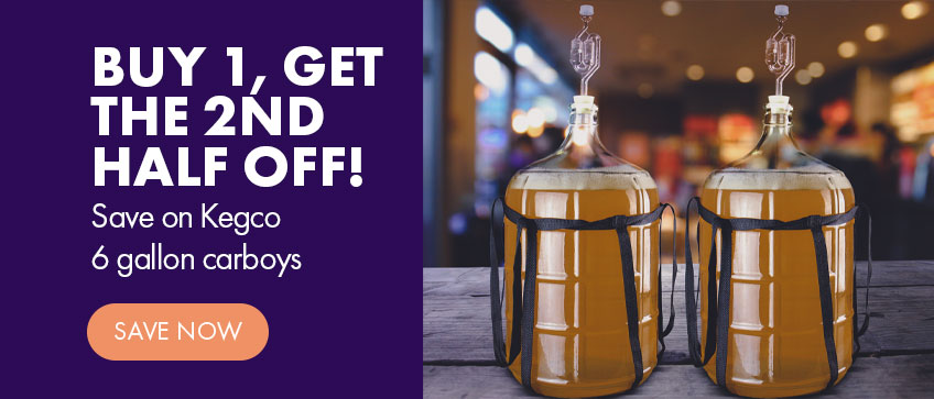 Buy 1, Get the 2nd Half Off! Save on Kegco 6 gallon carboys